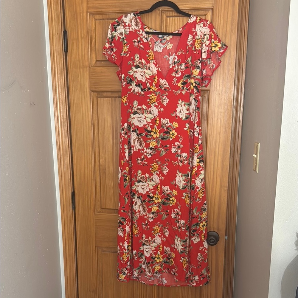 Velvet Torch Red Floral Maxi Dress